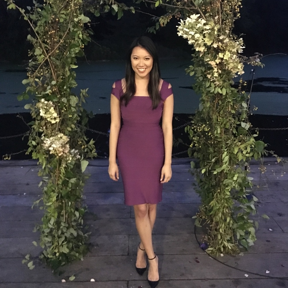 Purple Herve Leger bandage dress